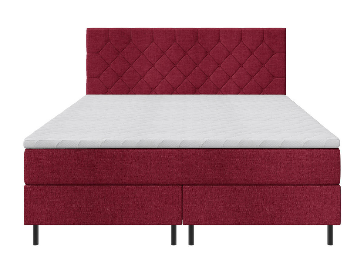 BOXSPRINGBETT 180/200 cm,  in Rot, Matratze, Topper, H2 + H2 = mittel  - Rot/Schwarz, KONVENTIONELL, Textil/Metall (180/200cm) - Chameo
