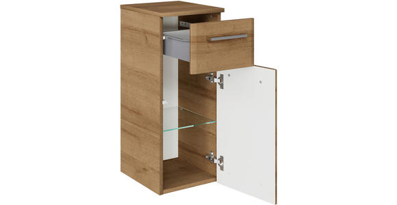 UNTERSCHRANK 30/72/33 cm   - Chromfarben/Eichefarben, KONVENTIONELL, Glas/Holzwerkstoff (30/72/33cm) - Xora