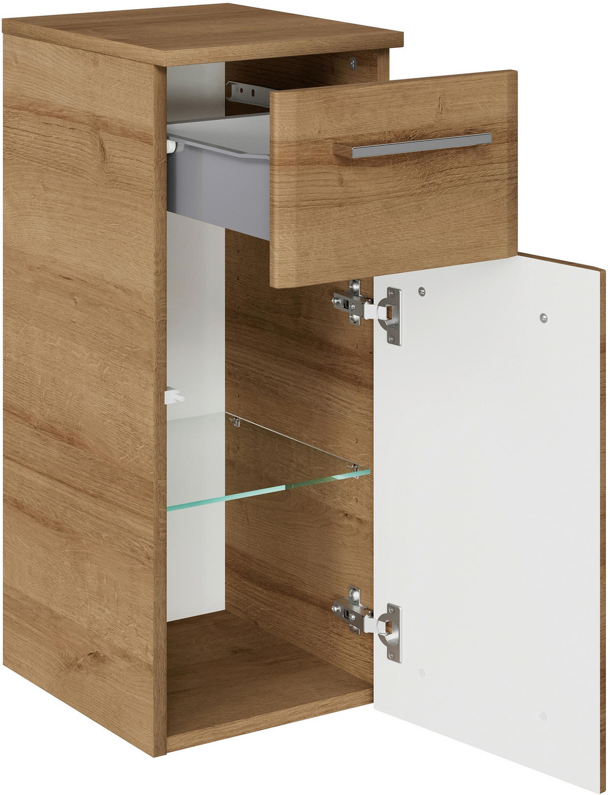 UNTERSCHRANK 30/72/33 cm  - Chromfarben/Eichefarben, Konventionell, Glas/Holzwerkstoff (30/72/33cm) - Xora