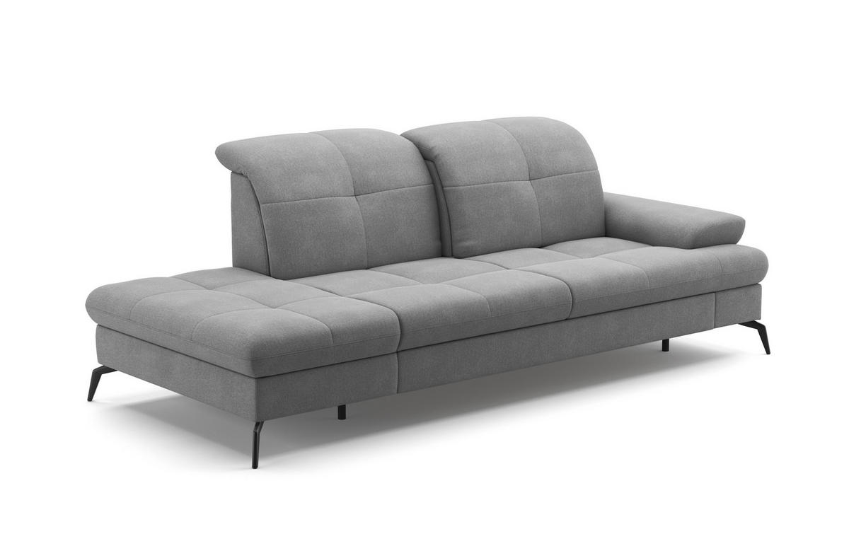 RÉCAMIERE in Flachgewebe Grau  - Schwarz/Grau, Konventionell, Textil/Metall (231/90/122cm) - Sit & More