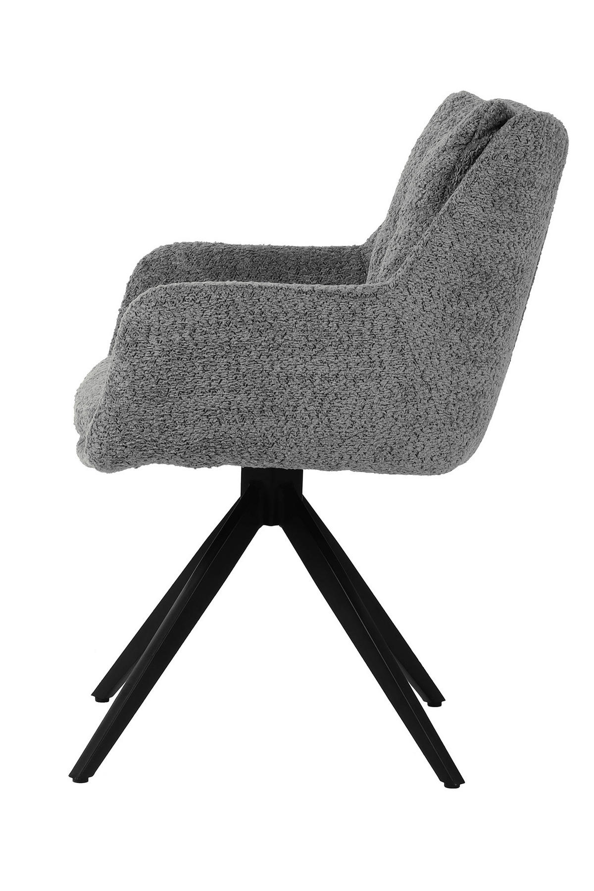 ARMLEHNSTUHL  Sitzfläche 360° drehbar Bouclé  Grau, Schwarz  - Schwarz/Grau, MODERN, Textil/Metall (65,5/84,5/66cm) - MID.YOU