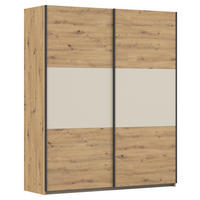 SCHWEBETÜRENSCHRANK in Alufarben, Champagner, Eiche Artisan  - Champagner/Alufarben, Modern, Holzwerkstoff/Metall (175/210/59cm) - Rauch Möbel
