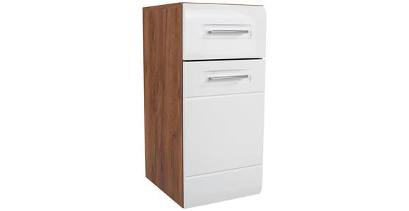 Unterschrank mit Soft-Close Avensis B: 35cm, Weiß + Eiche - Eichefarben/Weiß, MODERN, Holzwerkstoff - Luca Bessoni