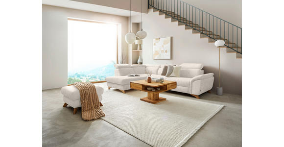 ECKSOFA in Bouclé Creme 212/287 cm - Eichefarben/Creme, MODERN, Holz/Textil (212/287cm) - Valnatura