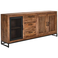 SIDEBOARD  in 175/80/40 cm  - Schwarz/Naturfarben, LIFESTYLE, Glas/Holz (175/80/40cm) - Landscape