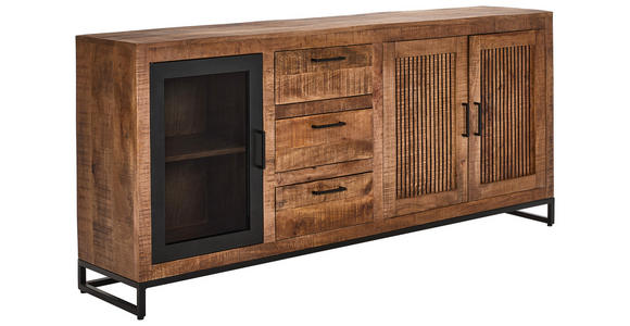 SIDEBOARD  175/80/40 cm 3 Schublade(n)  - Schwarz/Naturfarben, LIFESTYLE, Glas/Holz (175/80/40cm) - Landscape