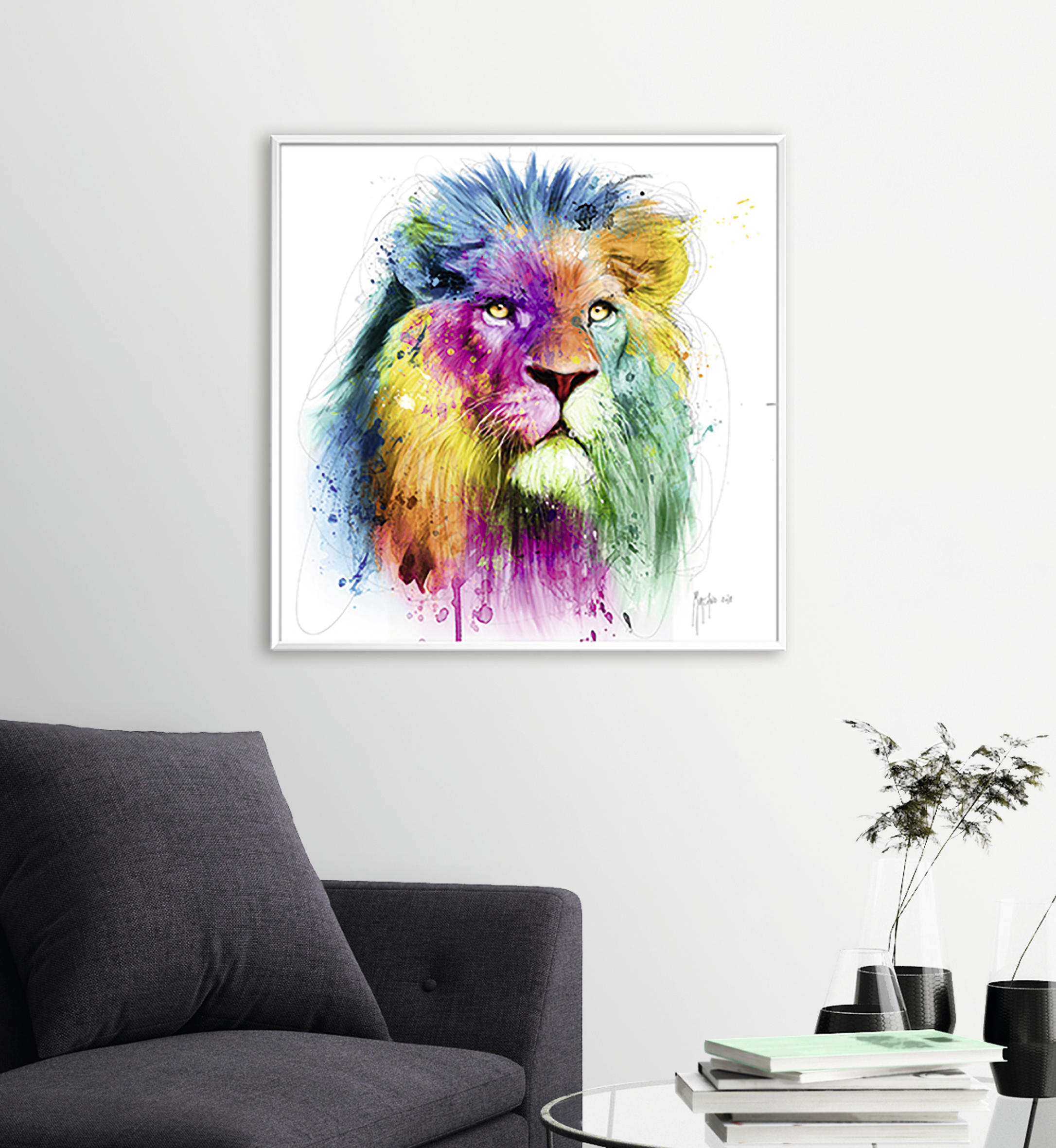 KUNSTDRUCK Patrice Murciano Tiere Lion  - Blau/Pink, Basics, Papier (50/50cm) - Monee