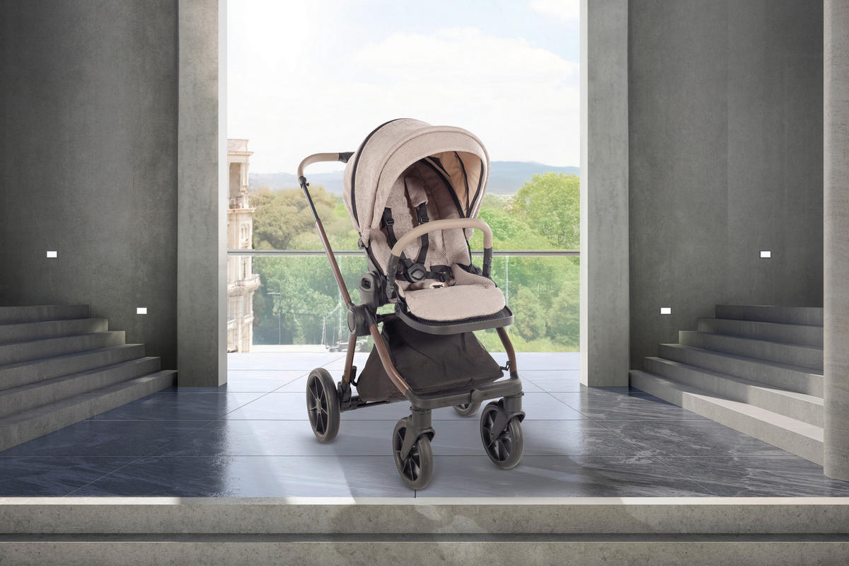 KINDERWAGENSET Facetty  - Beige/Braun, Design, Textil/Metall (104,5/62/94cm) - Jimmylee