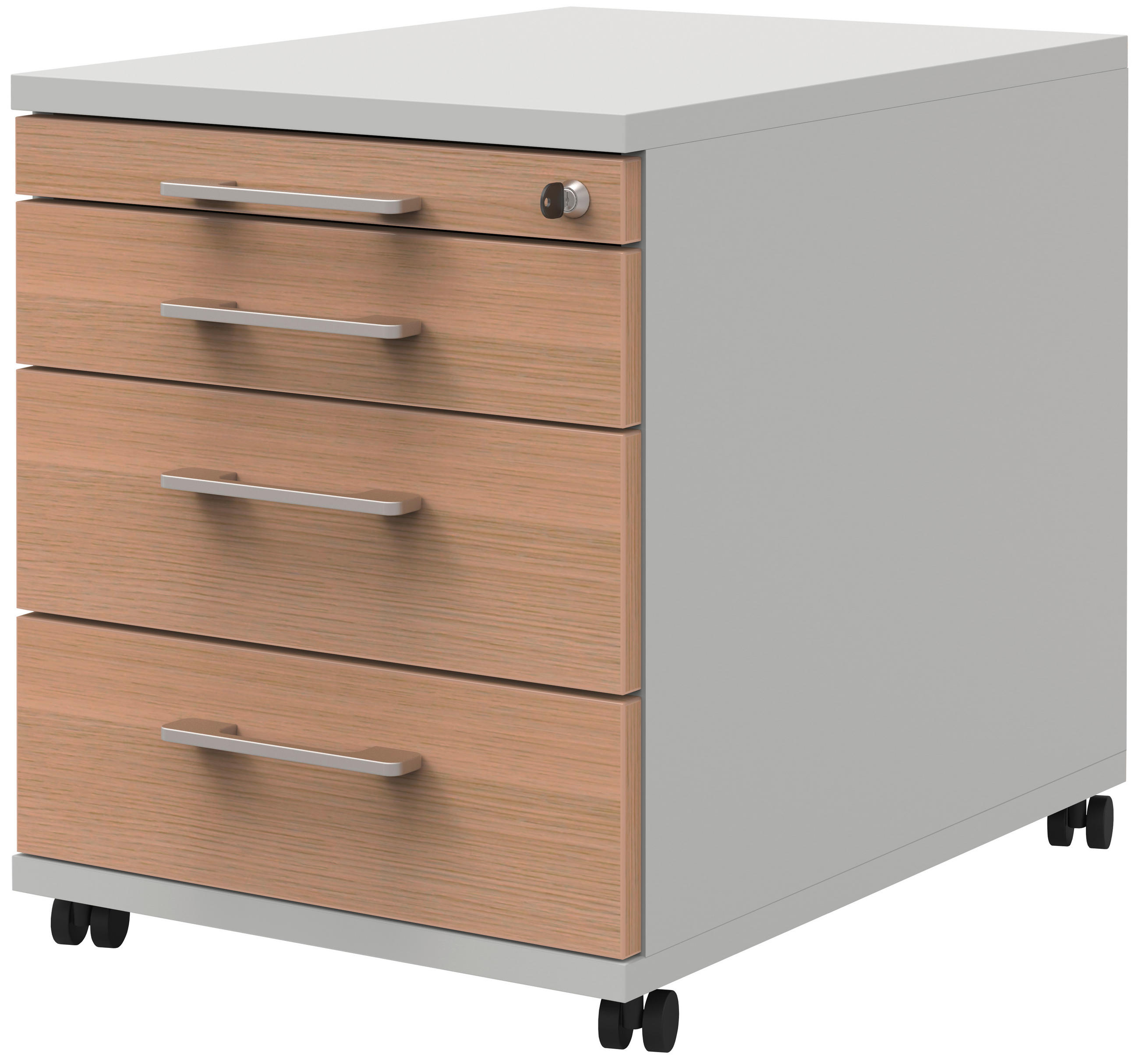 ROLLCONTAINER 43/54,4/60 cm  - Eichefarben/Hellgrau, Design, Holzwerkstoff/Kunststoff (43/54,4/60cm)