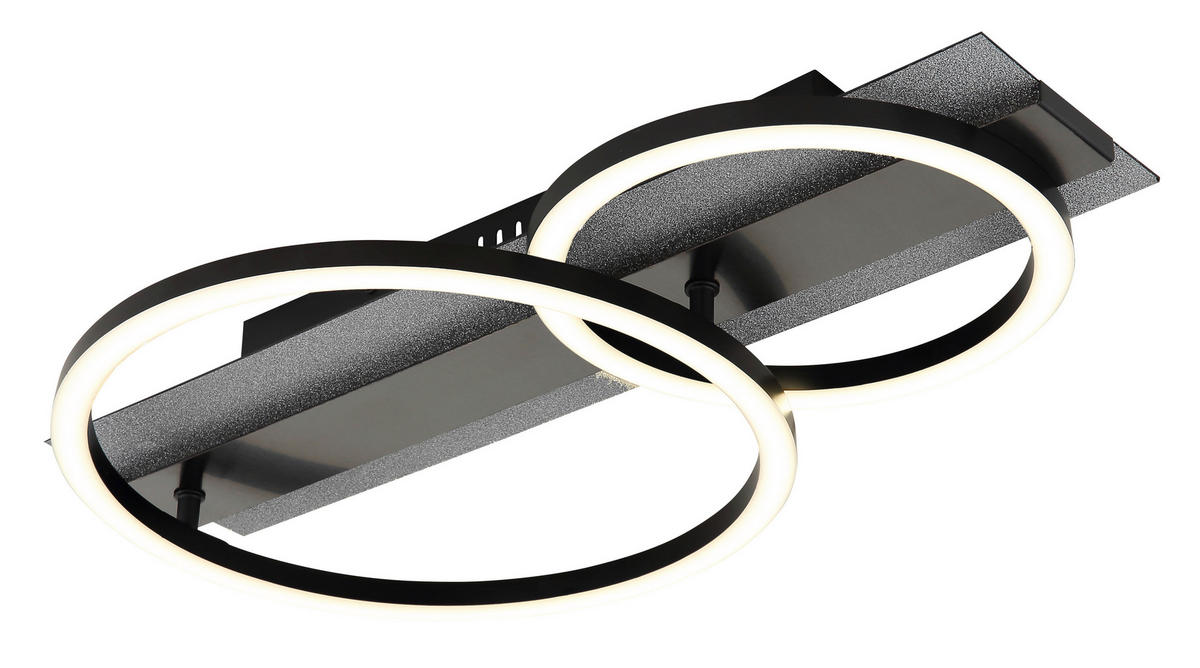 LED-DECKENLEUCHTE 48,2/30/8,8 cm   - Silberfarben/Schwarzchrom, Design, Kunststoff/Metall (48,2/30/8,8cm) - Globo