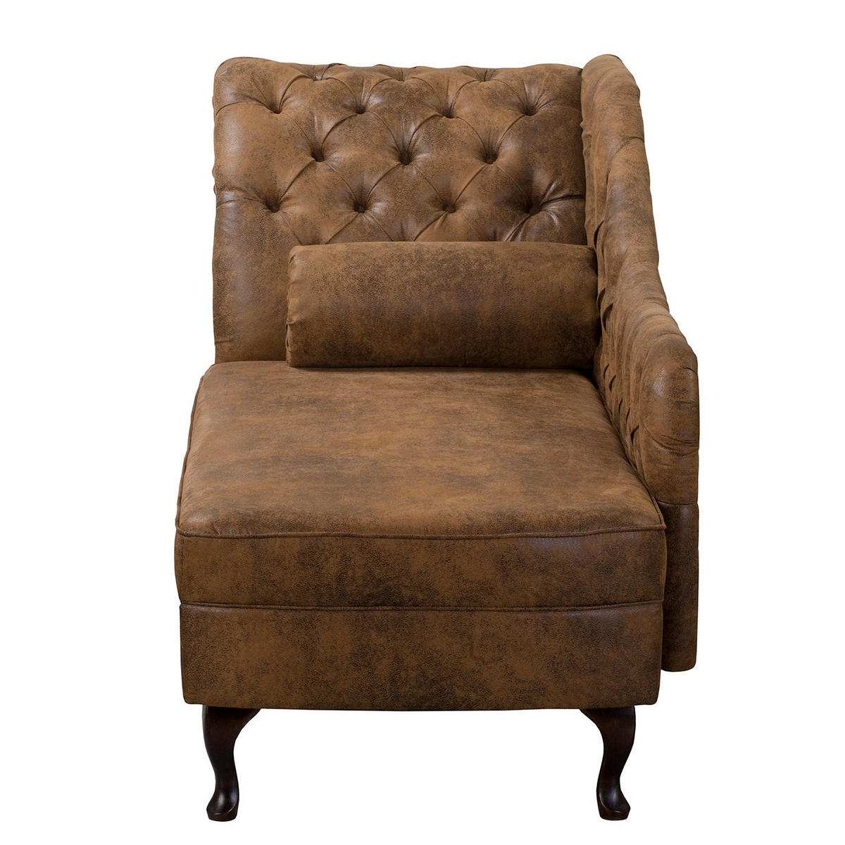 RÉCAMIERE Lederlook Braun  - Braun, Design, Holz/Textil (185/93/75cm) - Livetastic