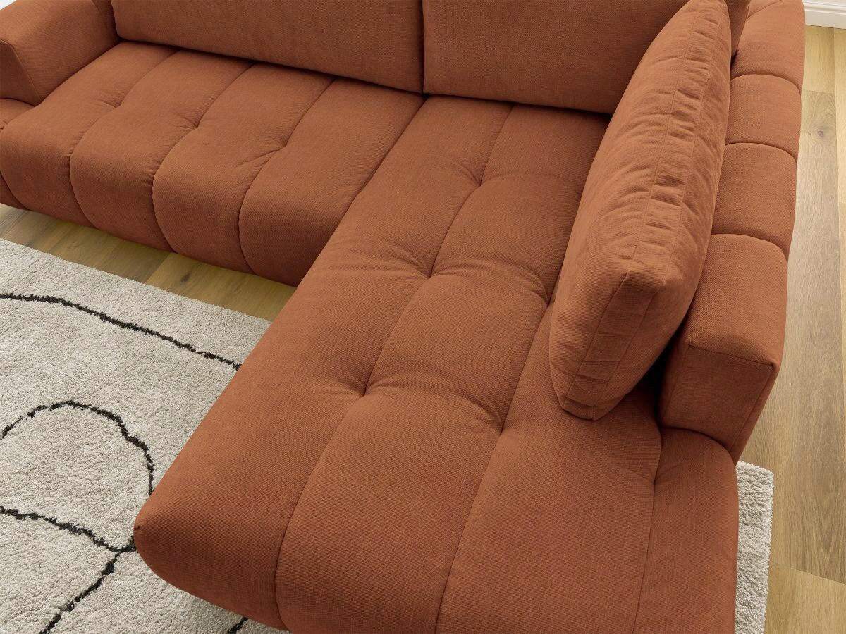 ECKSCHLAFSOFA FUJI Leinenoptik Orange  inkl.  - Schwarz/Orange, MODERN, Kunststoff/Textil (282/204cm)