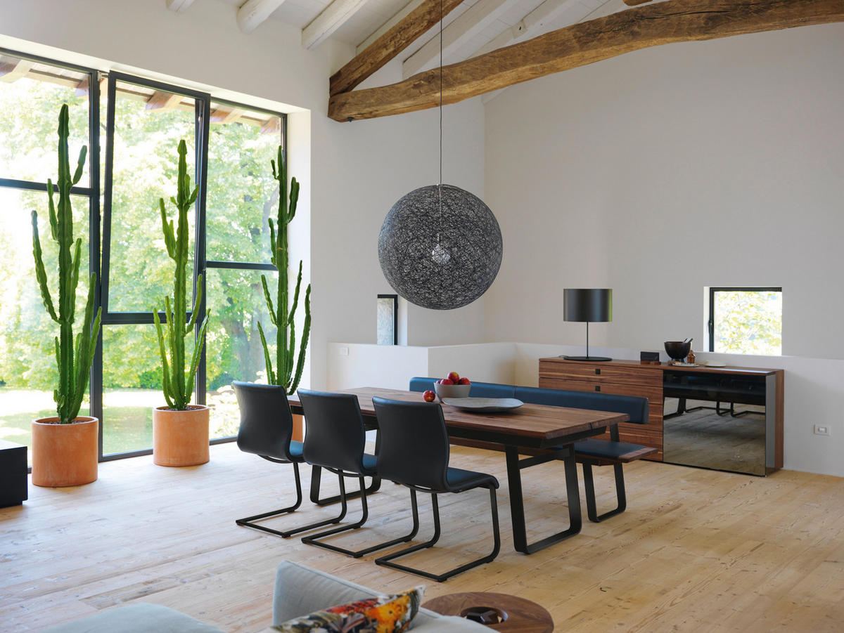 ESSTISCH in Holz, Metall 225-345/100/75 cm  - Nussbaumfarben/Schwarz, Design, Holz/Metall (225-345/100/75cm) - TEAM 7