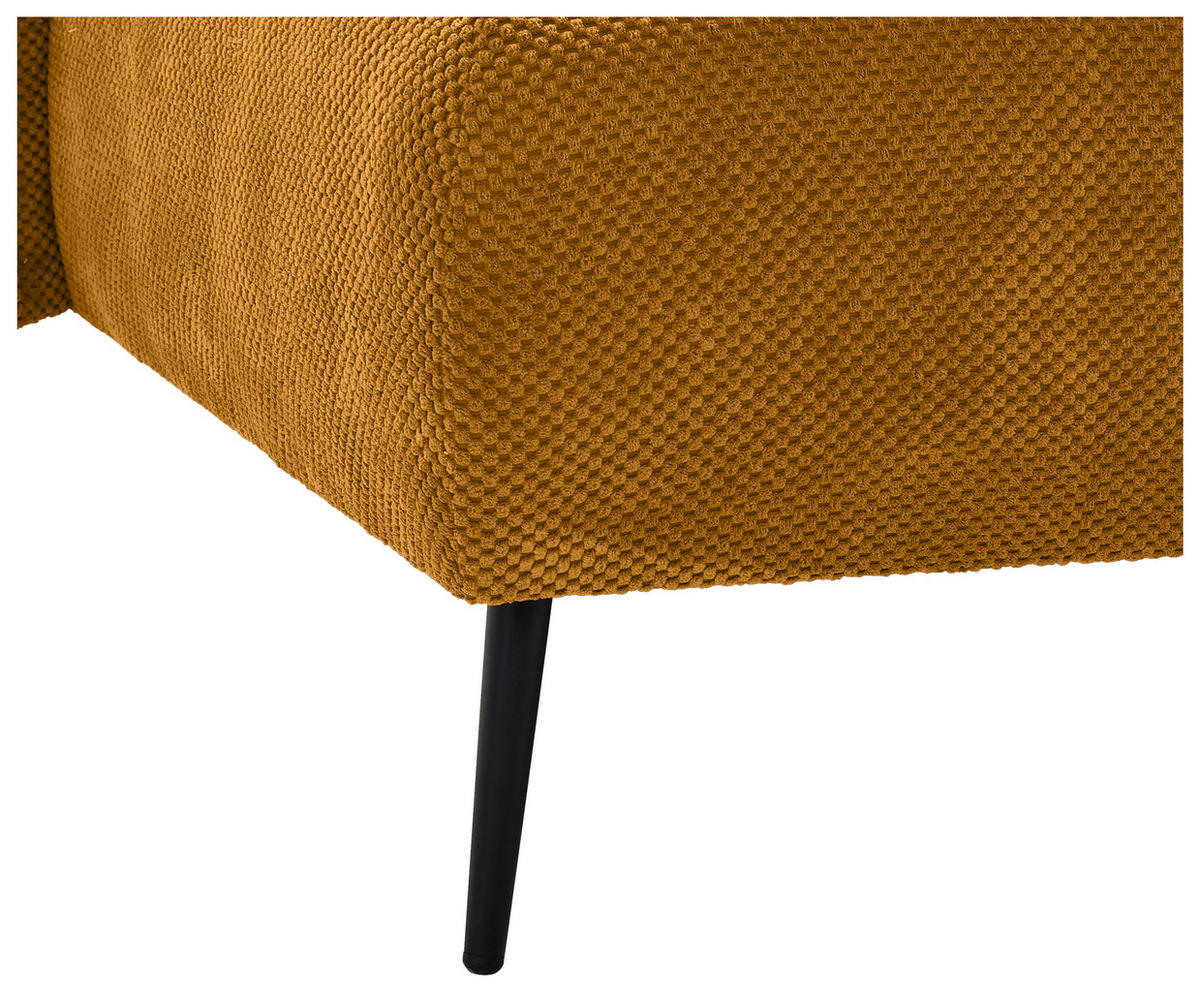 HÖRNSOFFA i chenille currygul  - currygul/svart, Klassisk, metall/textil (164/255cm) - MID.YOU