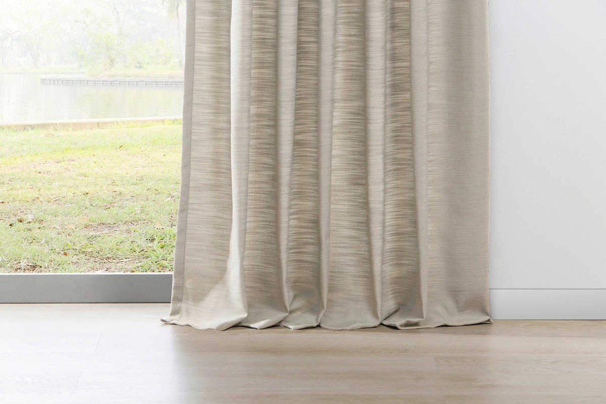 ÖSENVORHANG halbtransparent  - Beigebraun, Basics, Textil (135/245cm)