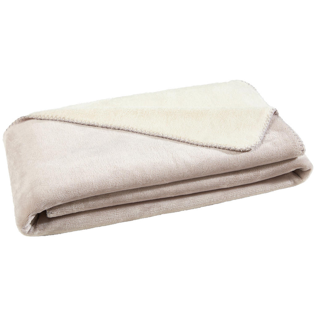 Thumbnail - Novel Wohndecke, Creme, Silber, Textil, Uni, Füllung: Polyester, 130x180 cm, Oeko-Tex® Standard 100, pflegeleicht, Doubl...