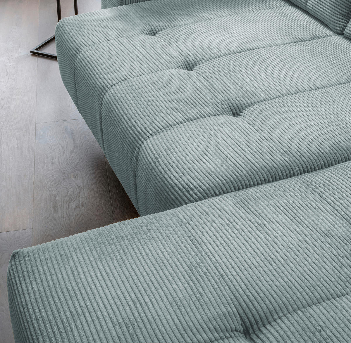 ECKSOFA in Cord Hellblau  - Schwarz/Hellblau, Modern, Textil/Metall (272/200cm) - Livetastic
