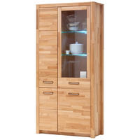 VITRINE  in massiv Kernbuche Buchefarben  - Buchefarben/Alufarben, Design, Glas/Holz (98/203/40cm) - MID.YOU