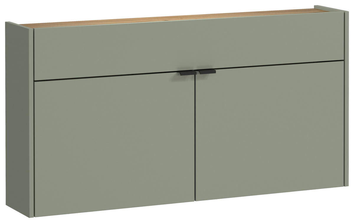 SCHUHSCHRANK Eichefarben, Pastellgrün  - Eichefarben/Pastellgrün, Design, Holzwerkstoff/Metall (110/57/22cm)