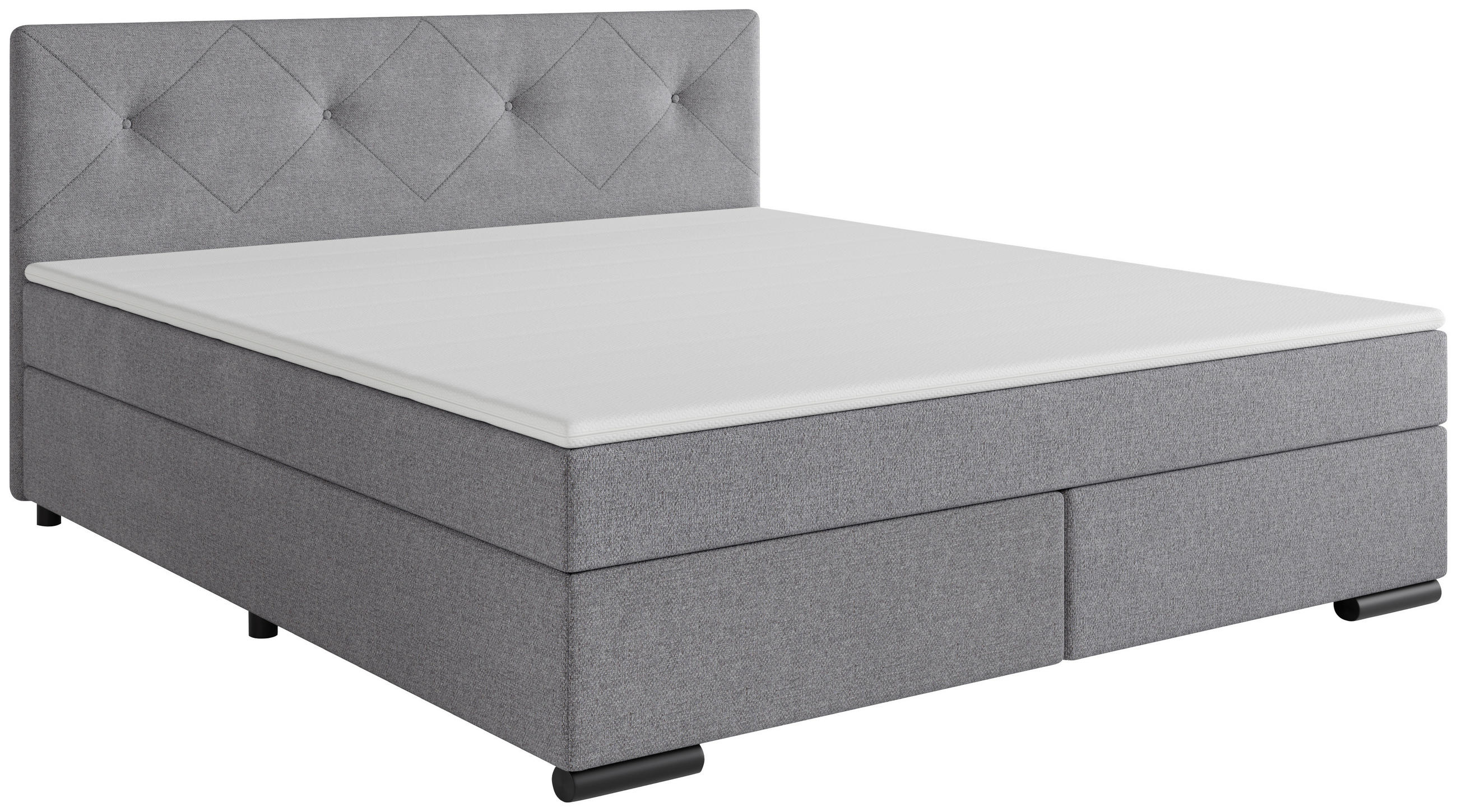 BOXSPRINGBETT 180/200 cm  in Hellgrau  - Hellgrau/Schwarz, MODERN, Karton/Holz (180/200cm) - MID.YOU