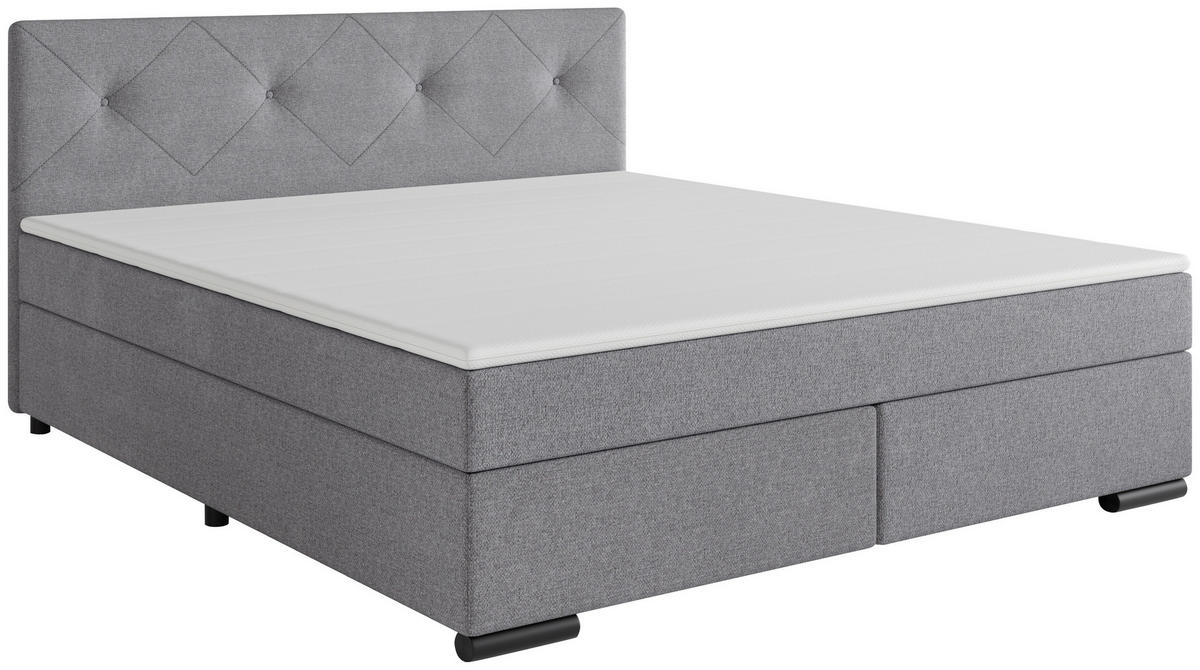 BOXSPRINGBETT 180/200 cm  in Hellgrau  - Hellgrau/Schwarz, MODERN, Karton/Holz (180/200cm) - MID.YOU