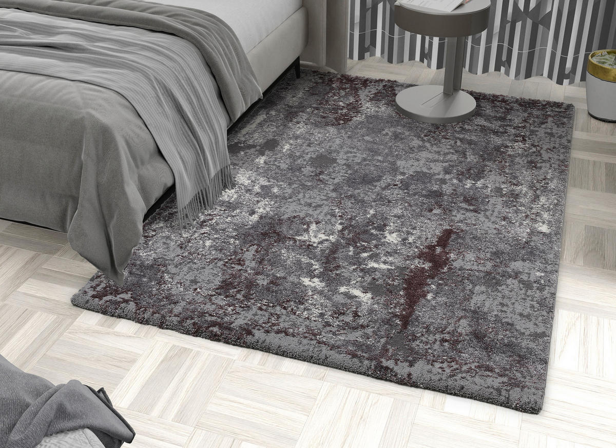 VINTAGE-TEPPICH 65/130 cm Timeline Quantum Aubergine, Beige  - Beige/Aubergine, Design, Textil (65/130cm) - Novel