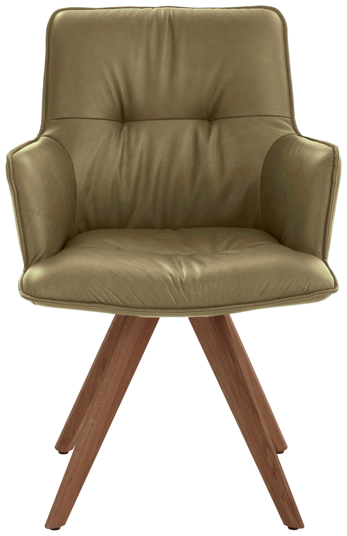 ARMLEHNSTUHL in Holz, Leder Olivgrün  - Nussbaumfarben/Olivgrün, Design, Leder/Holz (59/89/63cm) - Dieter Knoll