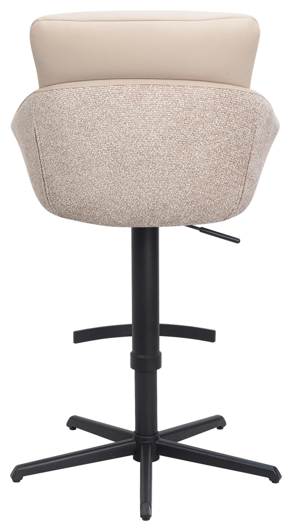 BARHOCKER Webstoff Echtleder Beige Stahl Sitzfläche 360° drehbar, inklusive Armlehnen, automatische Rückholfunktion  - Beige, Design, Leder/Textil (58/103/120/61cm) - Dieter Knoll