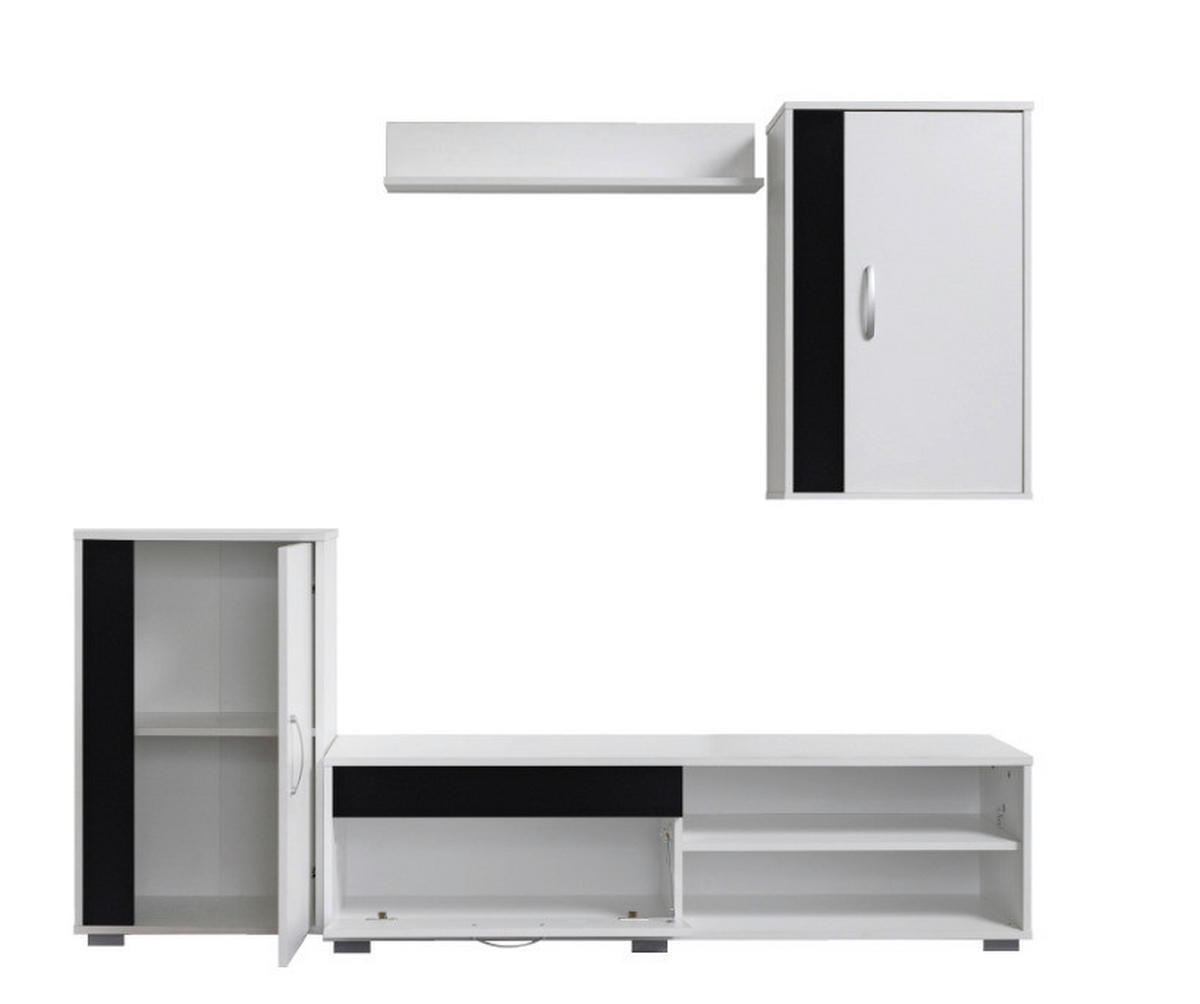 REGAL ZA DNEVNI BORAVAK crna, bijela   - bijela/crna, Design, drvni materijal/metal (150/35/190cm) - Ti'me