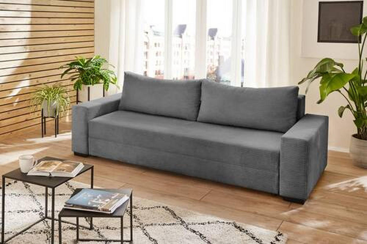 SCHLAFSOFA in Cord Dunkelgrau  - Dunkelgrau/Schwarz, Konventionell, Kunststoff/Textil (240/72/95cm) - MID.YOU