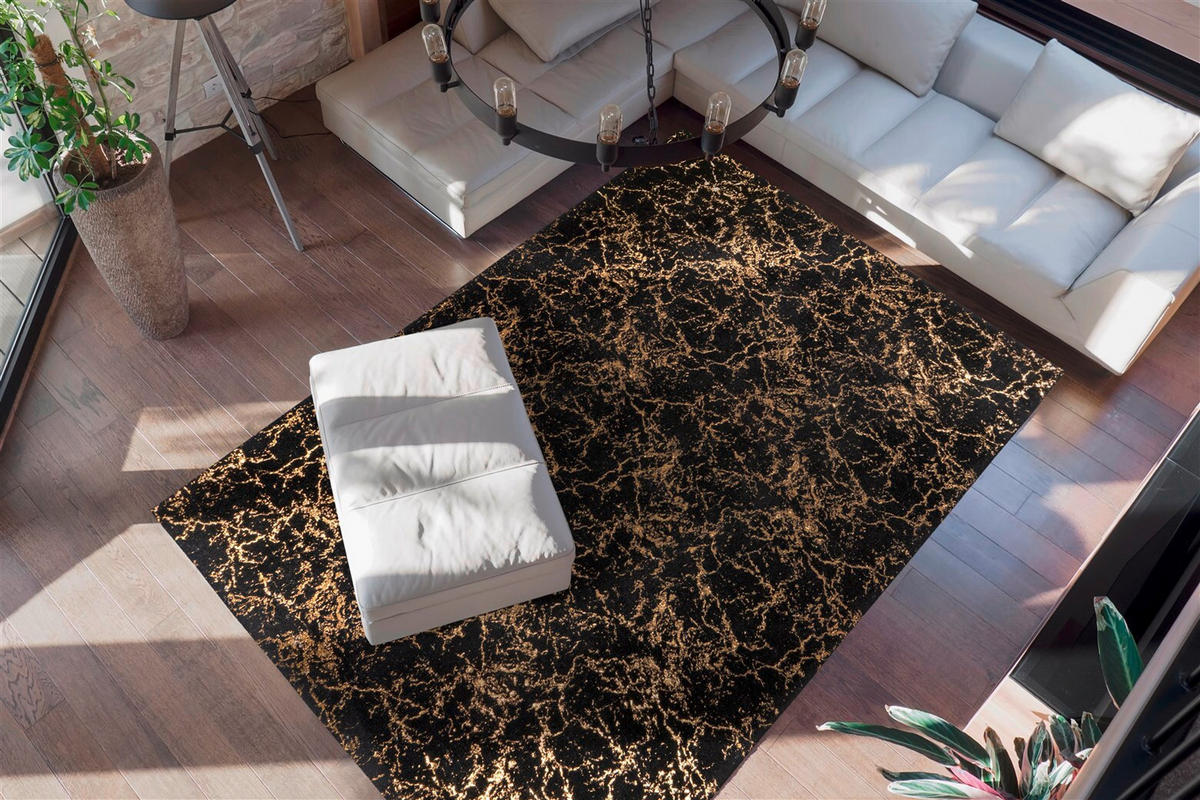 LÄUFER 80/150 cm Bijou 225 Schwarz / Gold Schwarz, Goldfarben  - Goldfarben/Schwarz, KONVENTIONELL, Textil (80/150cm)
