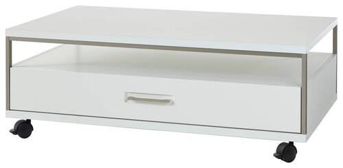 COUCHTISCH in Metall, Holzwerkstoff 115/70/40 cm - Weiss/Silberfarben, Design, Holzwerkstoff/Kunststoff (115/70/40cm) - Livetastic