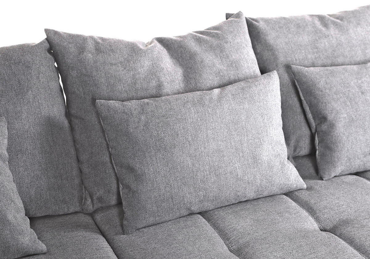 ECKSOFA Hellgrau Flachgewebe  - Hellgrau/Schwarz, KONVENTIONELL, Textil/Metall (205/300cm) - Carryhome