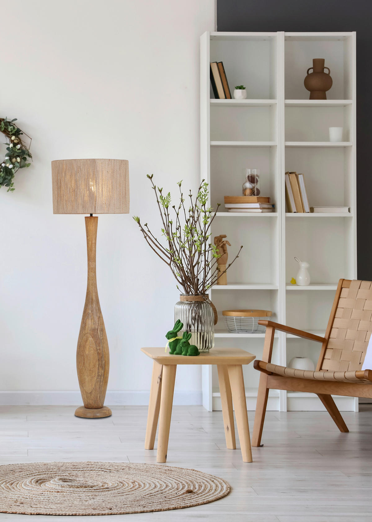 Lampadar 35/135 cm    - maro, Basics, lemn/textil (35/135cm)