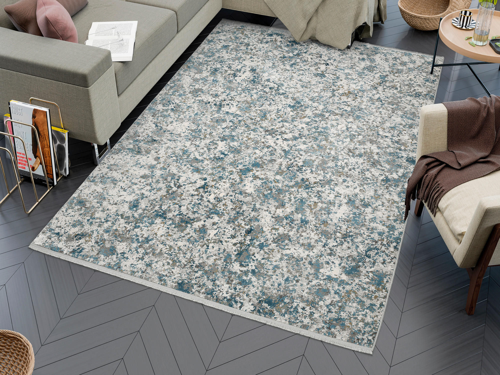 WEBTEPPICH 200/290 cm Carrara Grau, Blau  - Blau/Grau, Design, Textil (200/290cm) - Dieter Knoll