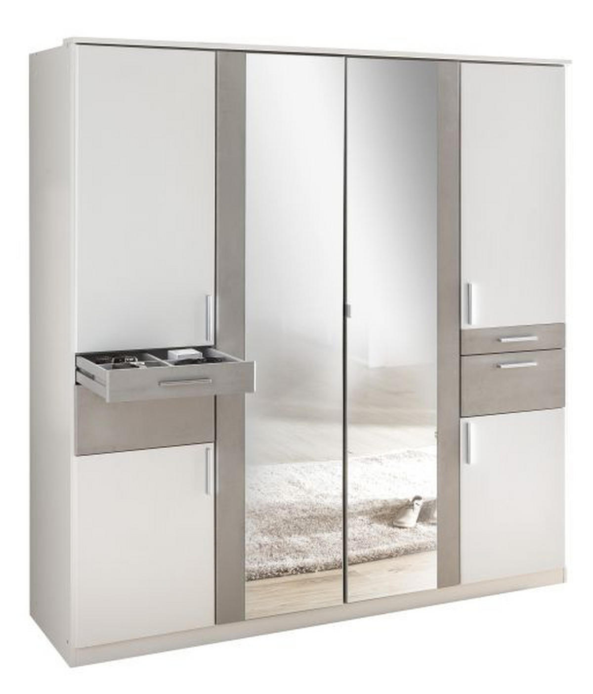 ORMAR ZA ODEĆU siva, bela  180/198/58 cm  - boja aluminijuma/siva, Dizajnerski, pločasti materijal/plastika (180/198/58cm) - Ti'me
