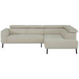ECKSOFA in Feincord Beige  280/205 cm  - Beige/Schwarz, Design, Textil/Metall (280/205cm) - Xora