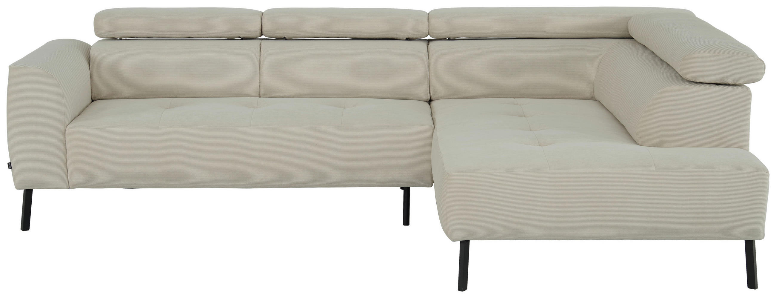 ECKSOFA in Feincord Beige  - Beige/Schwarz, Design, Textil/Metall (280/205cm) - MID.YOU