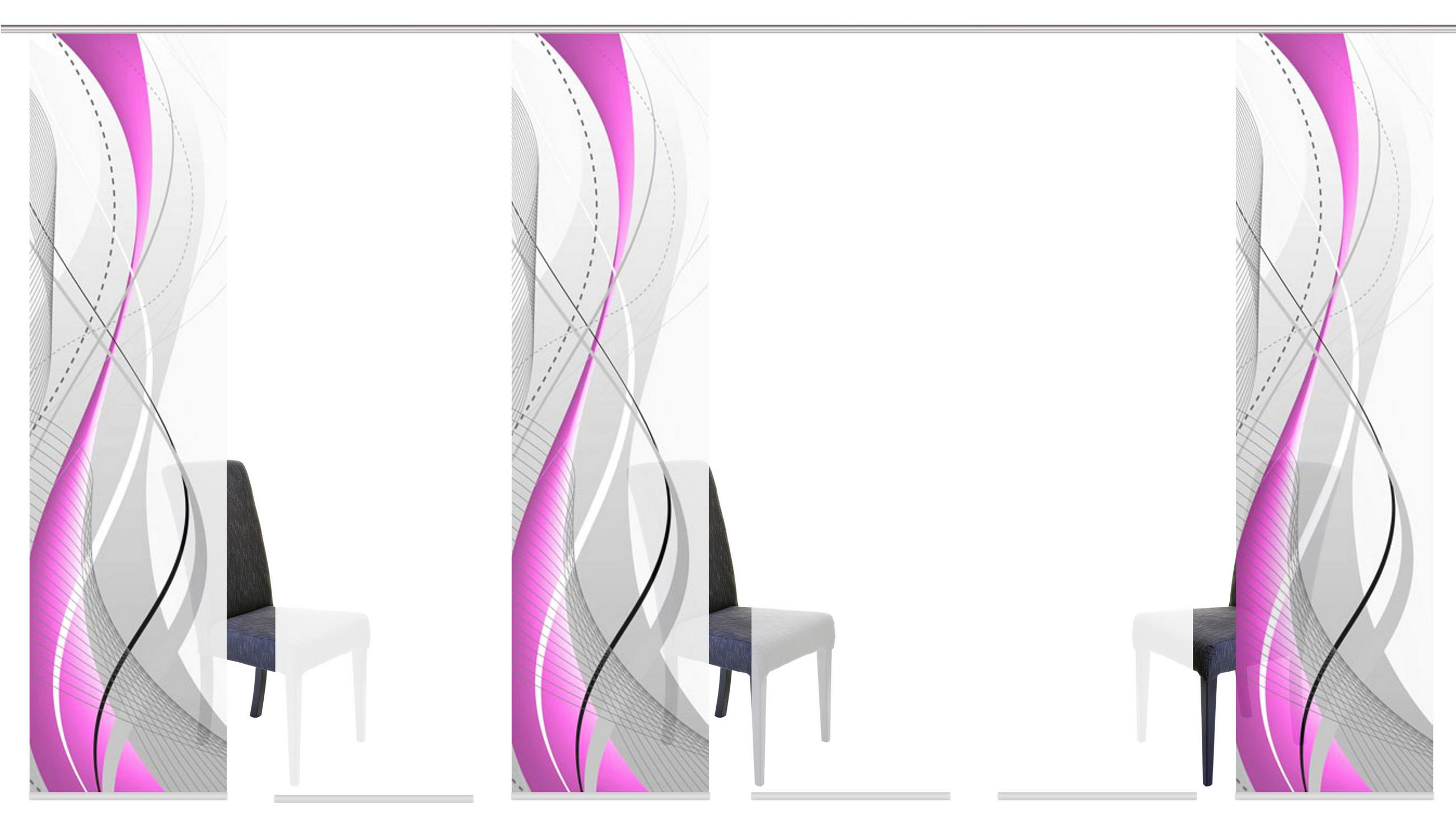 FLÄCHENVORHANG  6 Stück  halbtransparent   60/245 cm  - Beere/Brombeere, Design, Textil (60/245cm)