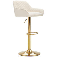 BARHOCKER Samt Creme, Goldfarben Eisen Sitzfläche 360° drehbar, inklusive Armlehnen  - Goldfarben/Creme, MODERN, Textil/Metall (53,5/108/53cm) - Livetastic