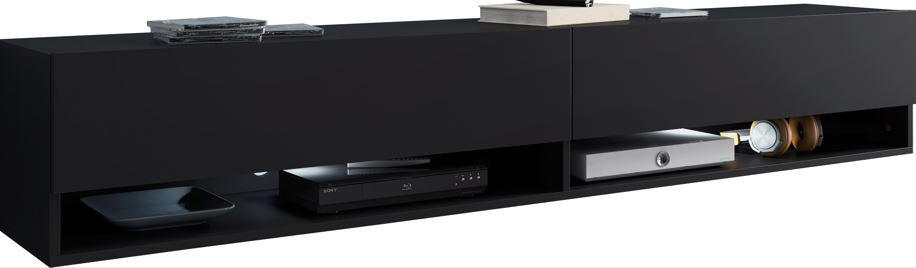 Lowboard B: 180 Cm Schwarz Graphit Matt