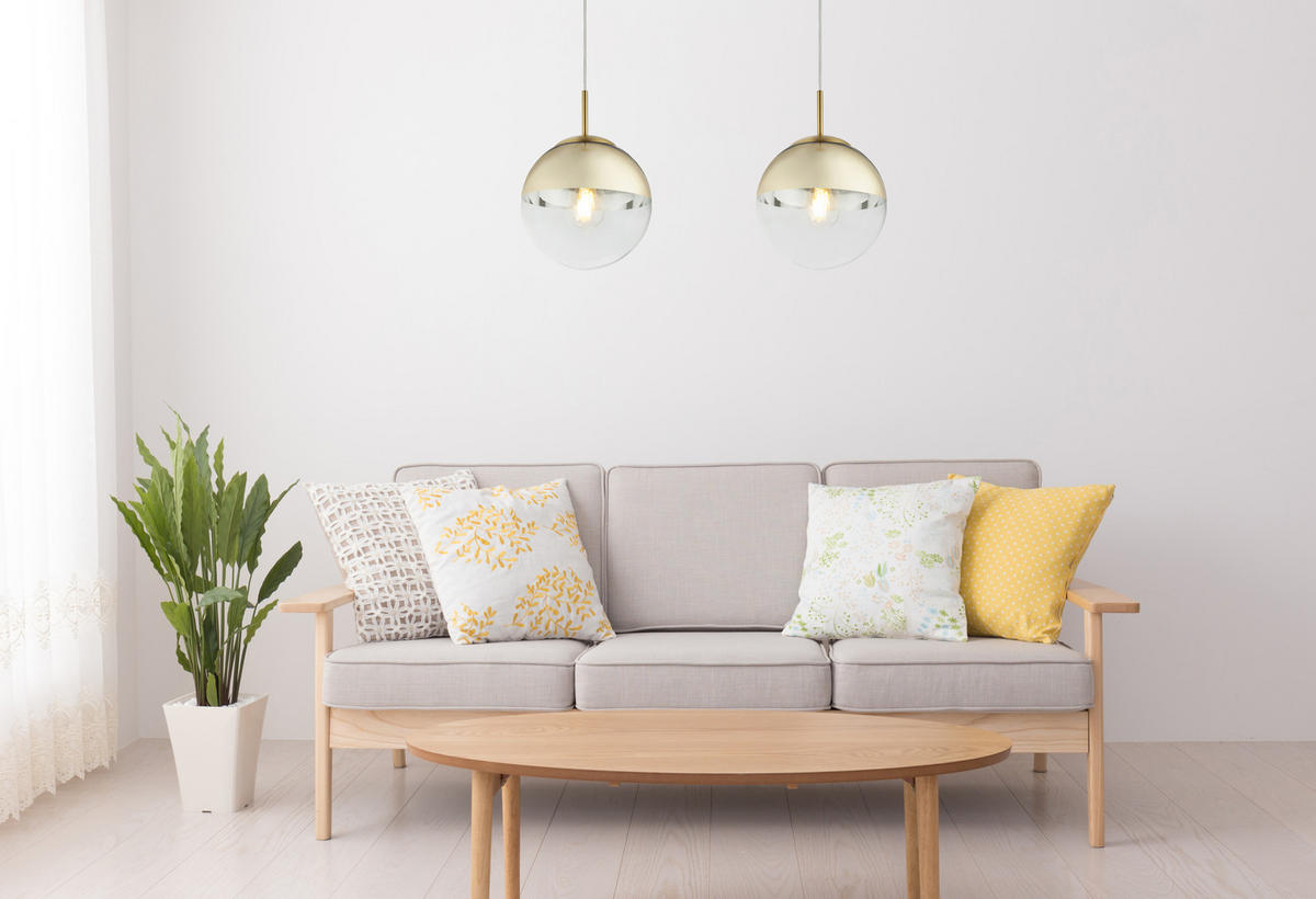 ZÁVĚSNÉ SVÍTIDLO, 20/120 cm  - průhledné/barvy zlata, Design, kov/sklo (20/120cm) - Globo