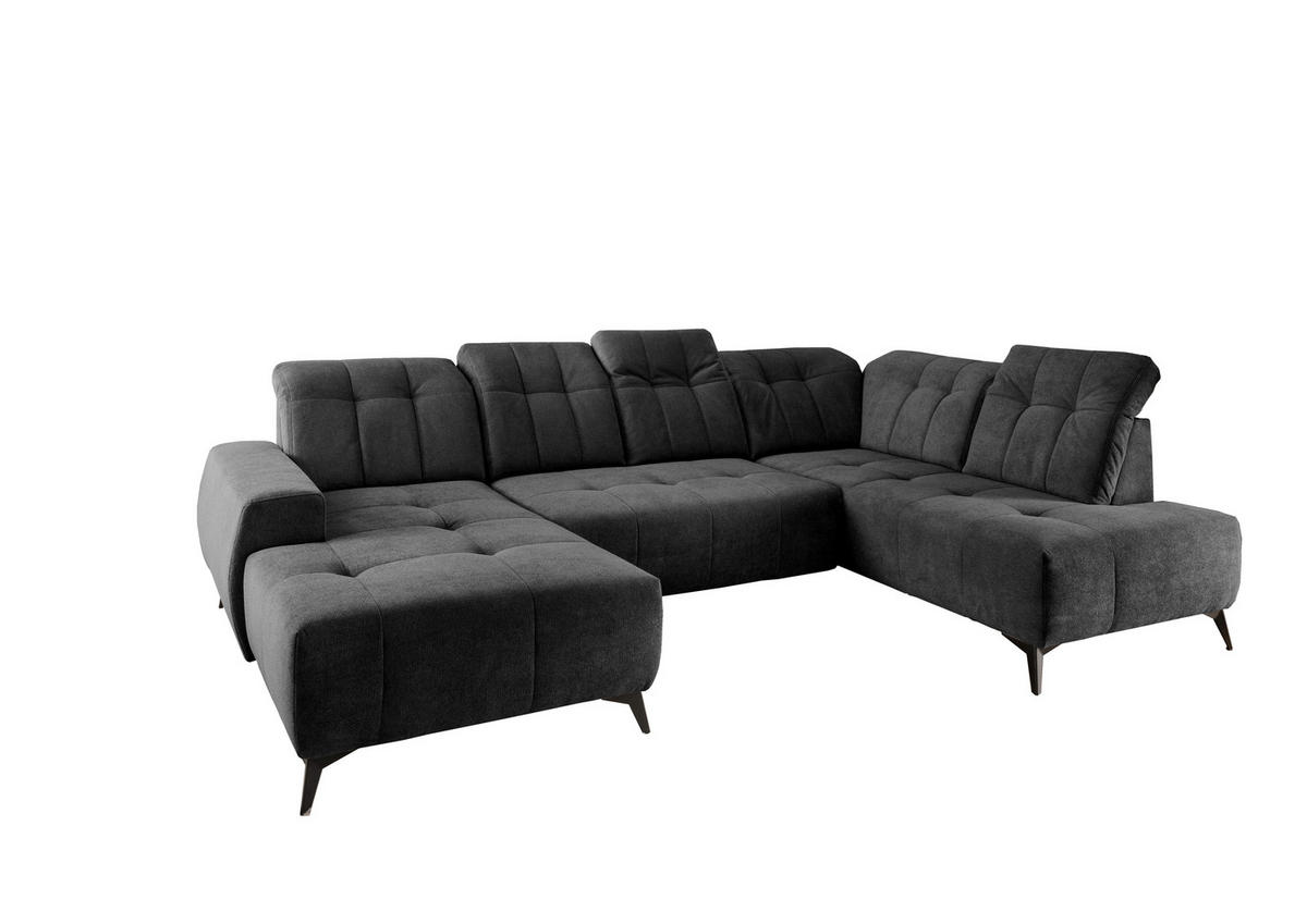 WOHNLANDSCHAFT SANO Anthrazit Chenille  - Anthrazit/Schwarz, MODERN, Textil/Metall (180/337/200cm) - Livetastic