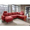 WOHNLANDSCHAFT Chenille Rot  - Rot/Schwarz, Modern, Holz/Textil (153/305/200cm) - Livetastic