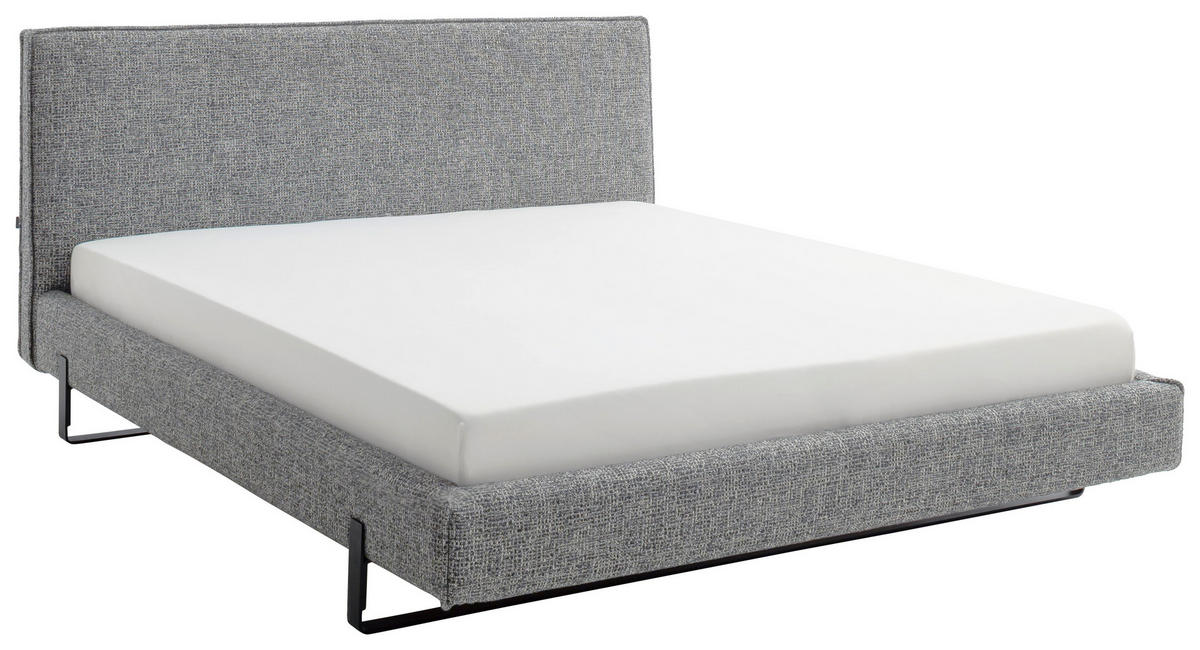 POLSTERBETT 180/200 cm  in Schwarz, Weiss  - Weiss/Schwarz, Design, Textil/Metall (180/200cm) - MID.YOU