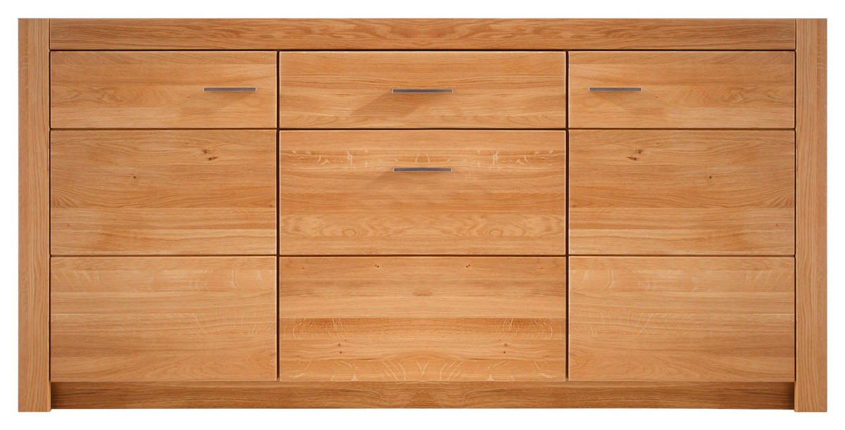 KOMODA   163/80/42 cm   boje hrasta  - srebrne boje/boje hrasta, Konvencionalno, drvni materijal/metal (163/80/42cm) - Livetastic