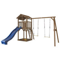 AXI BEACH TOWER DOUBLE SWING 349/242/357 cm  - Blau/Braun, KONVENTIONELL, Holz (349/242/357cm) - Ambia Garden