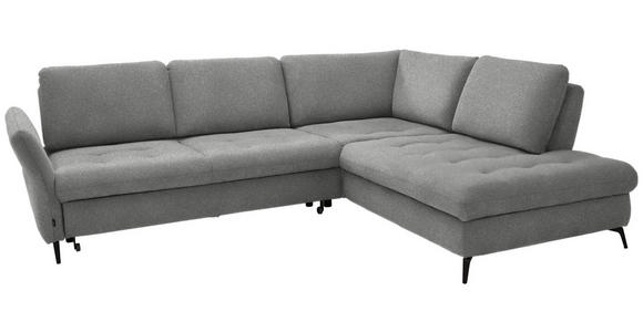 ECKSOFA in Bouclé Hellgrau  - Hellgrau/Schwarz, Natur, Textil/Metall (288/233cm) - Valnatura