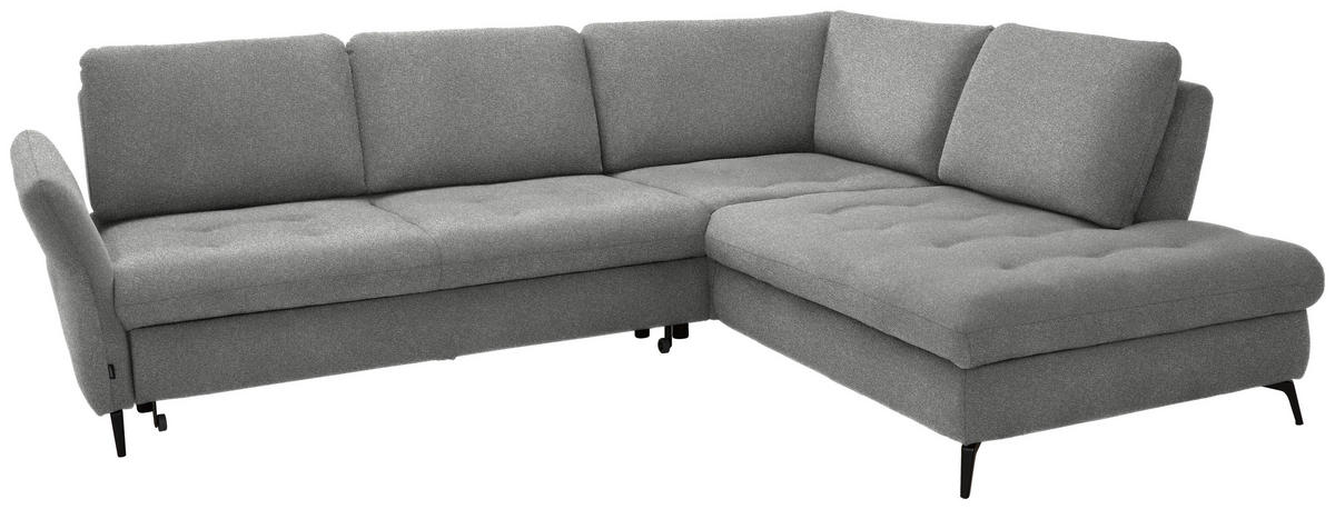 ECKSOFA in Bouclé Hellgrau  - Hellgrau/Schwarz, Natur, Textil/Metall (288/233cm) - Valnatura