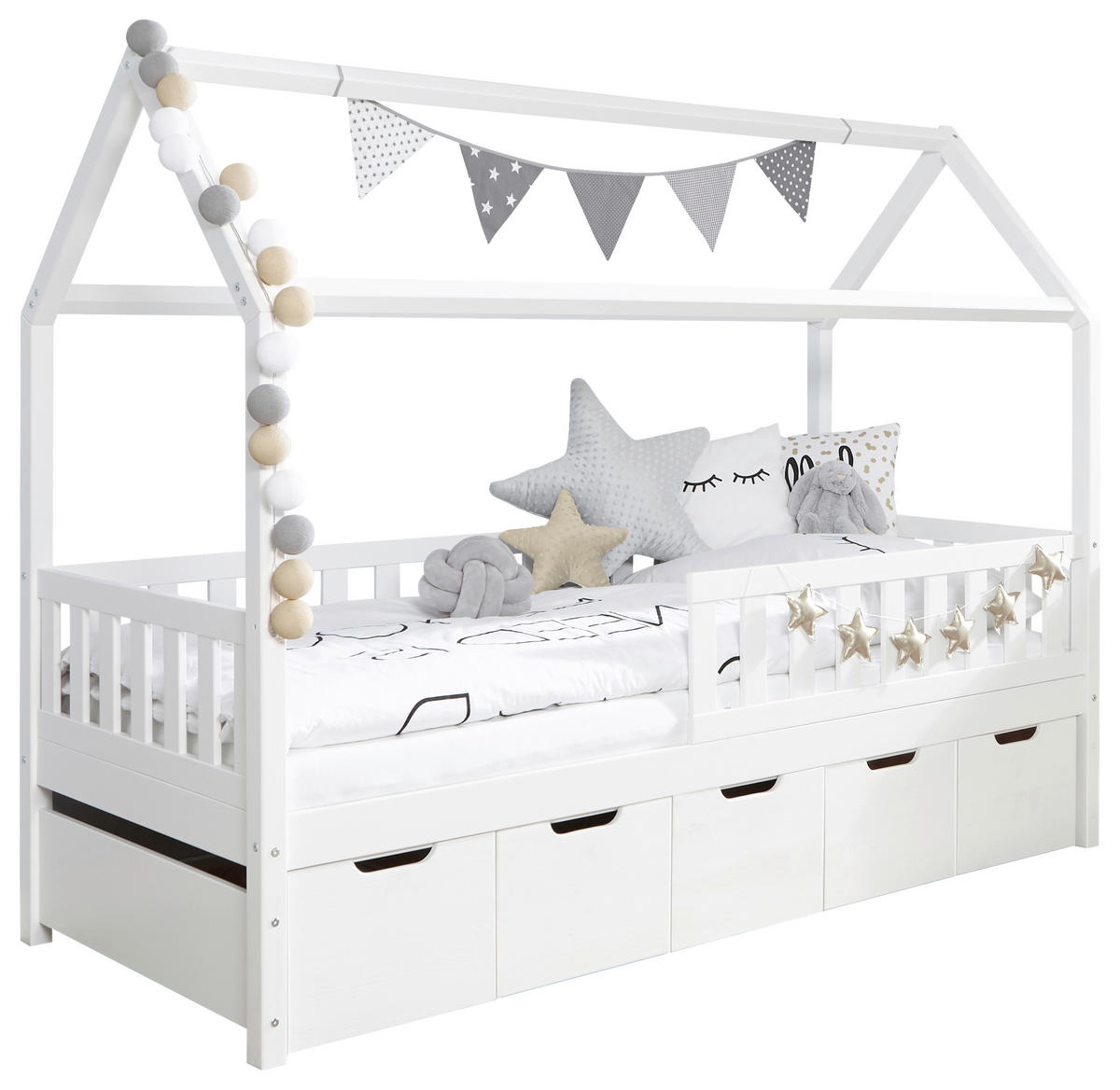 HAUSBETT 90/200 cm Weiss  - Weiss, Modern, Holz (90/200cm) - MID.YOU